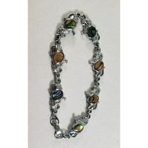 Abalone Lion's Women's Bracelet Silver Tone 7.5 inch